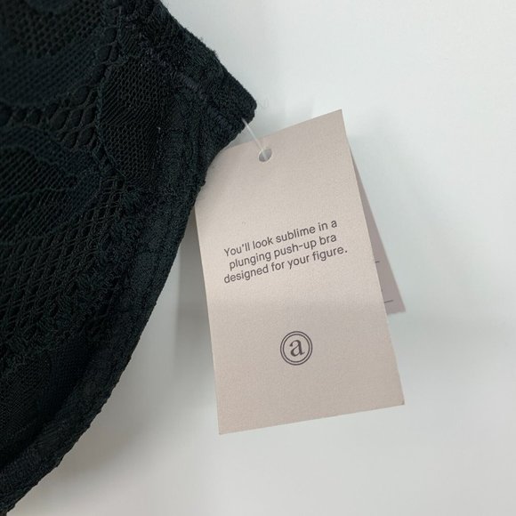 Auden Bra Womens 42DDD Black Sublime Lace Plunge Push-Up Underwire NWT - Picture 7 of 11